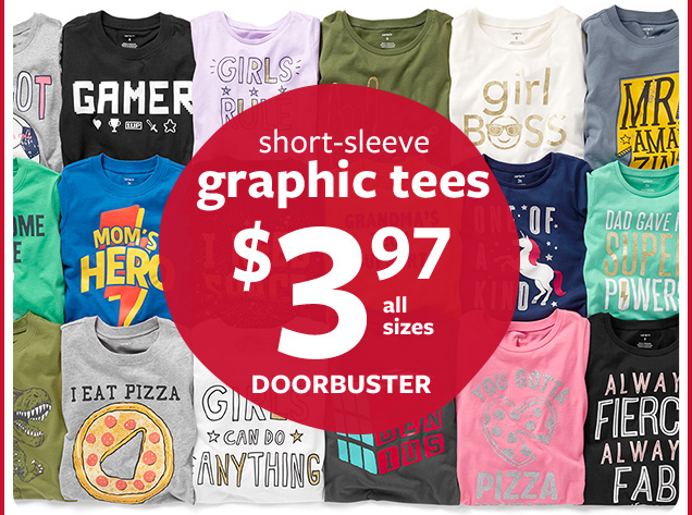 Short-sleeve graphic tees $3.97 all sizes doorbuster