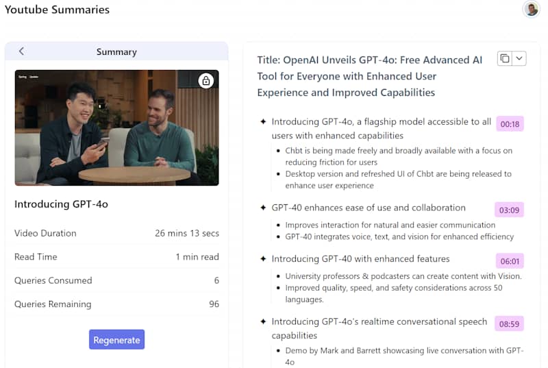 Краткое описание с помощью искусственного интеллекта анонса OpenAI GPT-4o.