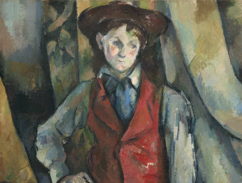 Boy in a Red Waistcoat by Paul Cézanne, 1888 – 90, National Gallery of Art, Washington. Collection of Mr. and Mrs. Paul Mellon, in Honor of the 50th Anniversary of the National Gallery of Art, 1995.47.5