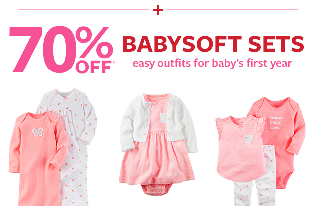 70% off* babysoft sets | Easy outfits for baby's first year