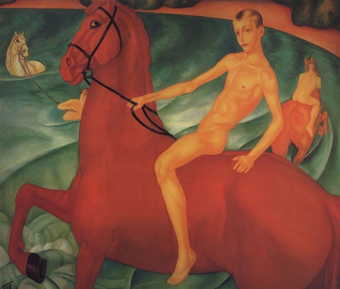  «Купание красного коня». (1912). Автор: К.С. Петров-Водкин.  