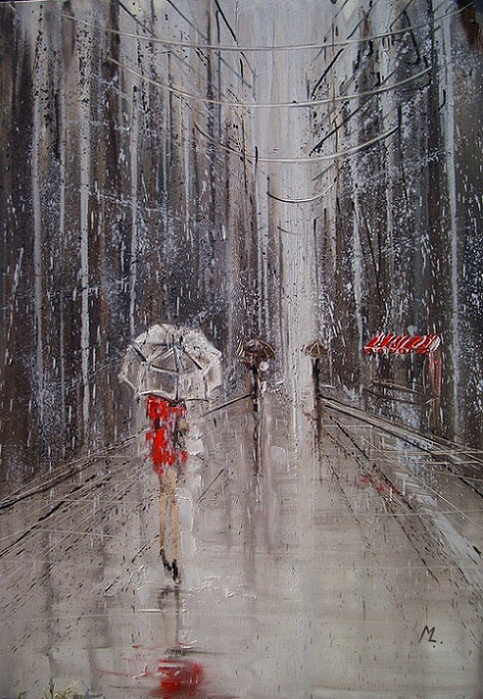 Уходящая в дождь...Польская художница Моника Луньяк