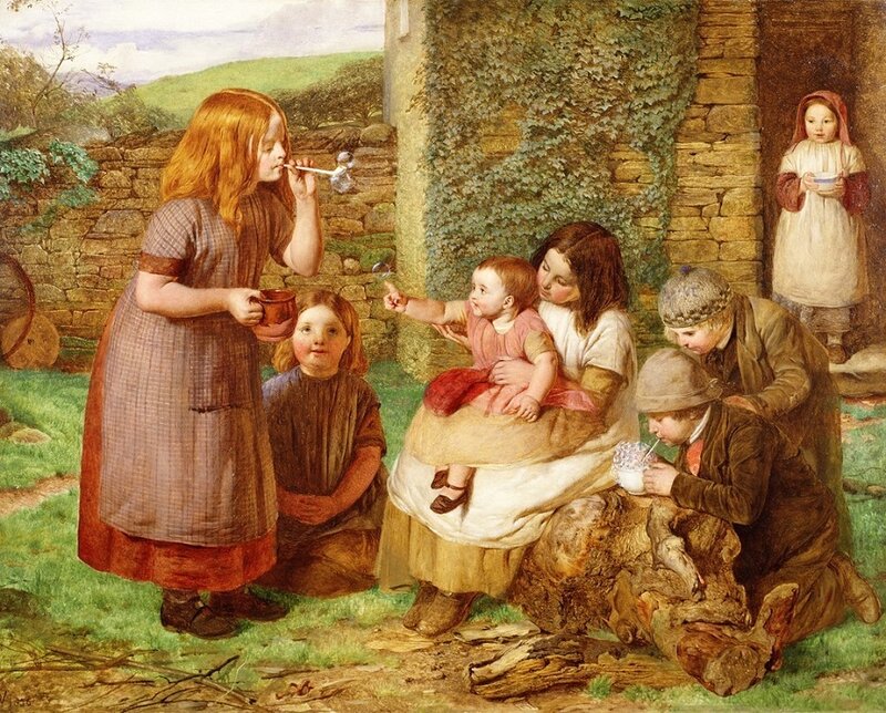 Watson, John Dawson (1832-92) Cottage Scene with Children at Play, 1856 