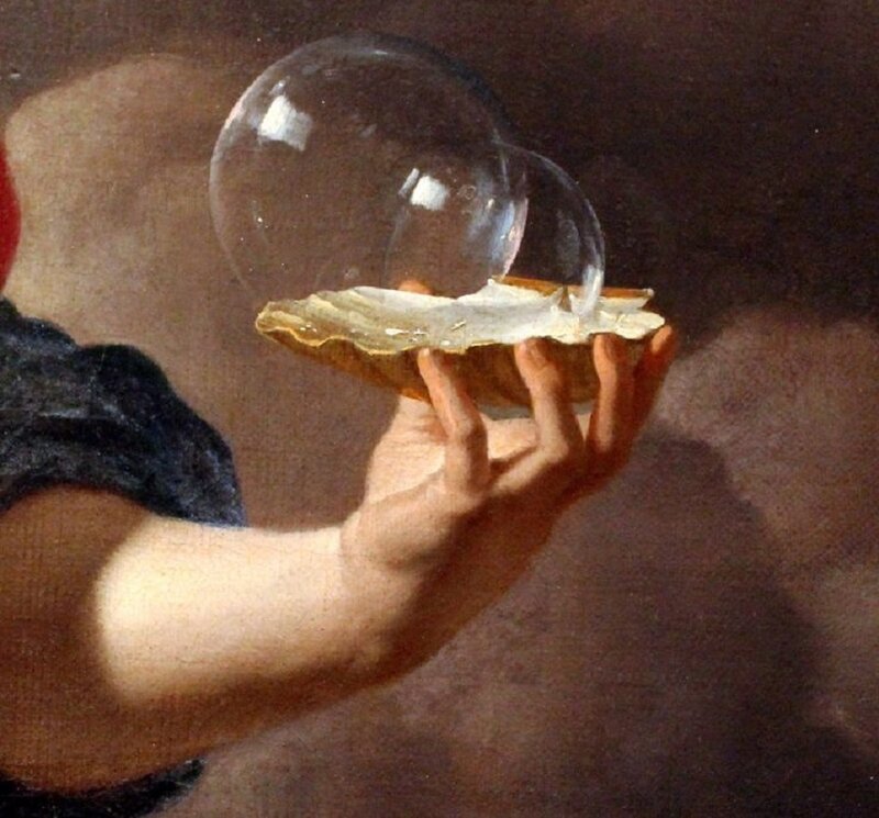 Karel Dujardin, Boy Blowing Soap Bubbles. Allegory on the Transitoriness and the Brevity of Life(detail),1668.
